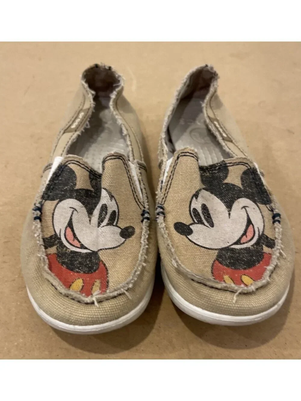 Disney Mickey Mouse Crocs Canvas Slip On Loafers Shoes Womens Size 5